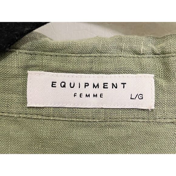 EQUIPMENT Femme Green Stripe Sleeveless Button Back Tank Top  Woman's Size Large - Picture 4 of 10